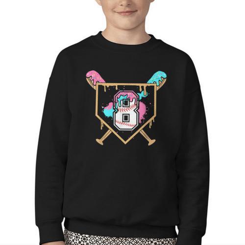 8th Birthday Baseball Bat Ice-Cream Drip 8yrs Old Boys Girls Youth Crewneck Sweatshirt - Sportilla