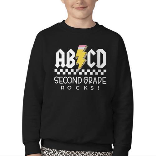 ABCD Second Grade Rocks First Day Of School Back To School Youth Crewneck Sweatshirt - Savourry