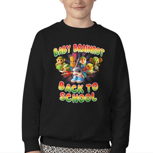 All Baby Brainrot Italian Meme Cute Back To School For Kids Youth Crewneck Sweatshirt - Savourry