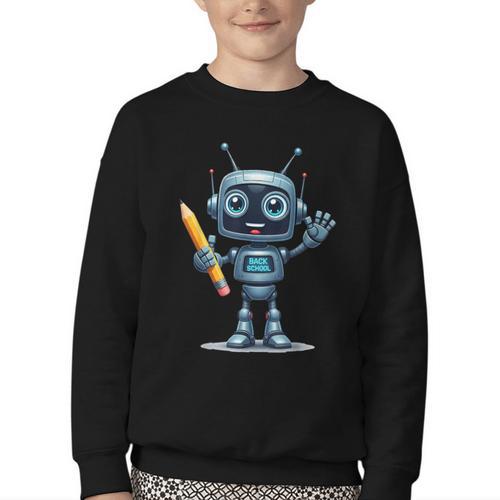 Back To School 2025 Robot Pencil For Kids Youth Crewneck Sweatshirt - Savourry