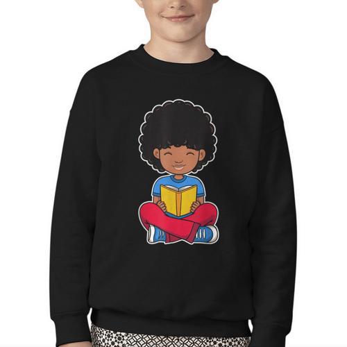 Back To School Afro African American Boy Student Youth Crewneck Sweatshirt - Savourry