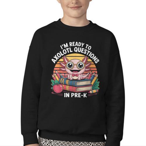 Back To School Axolotl Design For Pre-K Students Youth Crewneck Sweatshirt - Savourry