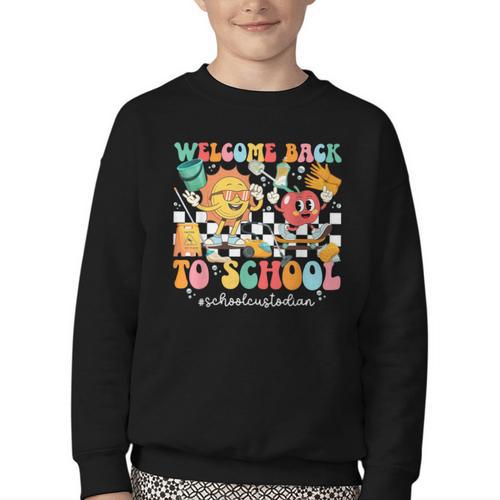 Back To School Custodian First Day Of School Custodian Youth Crewneck Sweatshirt - Savourry