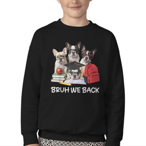 Back To School Cute French Bulldog Puppy Dogs Lovers Youth Crewneck Sweatshirt - Savourry