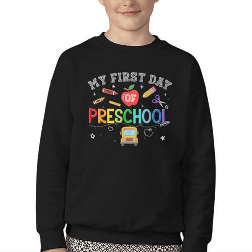 Back To School My First Day Of Pre K Boy Girl Youth Crewneck Sweatshirt - Savourry