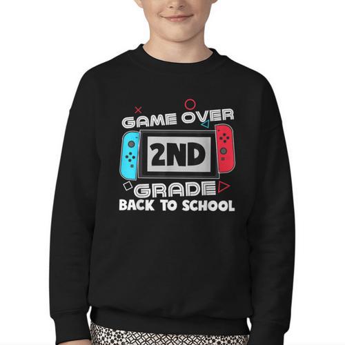 Back To School Game Over 2nd Grade Gamer Kids Boys Youth Crewneck Sweatshirt - Savourry