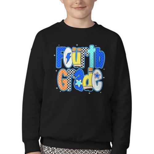 Back To School Hello Fourth Grade Team 4th Grade Boy Girl Youth Crewneck Sweatshirt - Savourry
