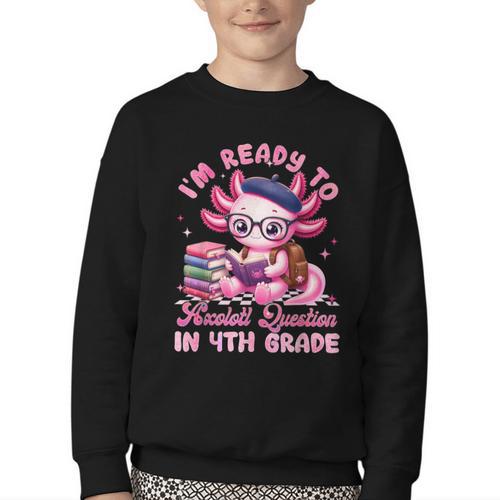 Back To School I'm Ready To Axolotl Question In 4th Grade Youth Crewneck Sweatshirt - Savourry
