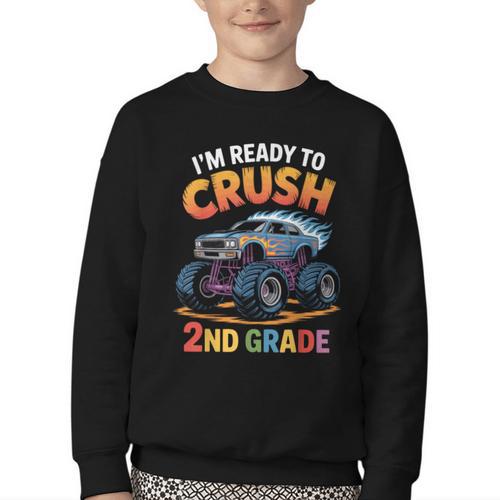 Back To School I'm Ready To Crush 2nd Grade Youth Crewneck Sweatshirt - Savourry