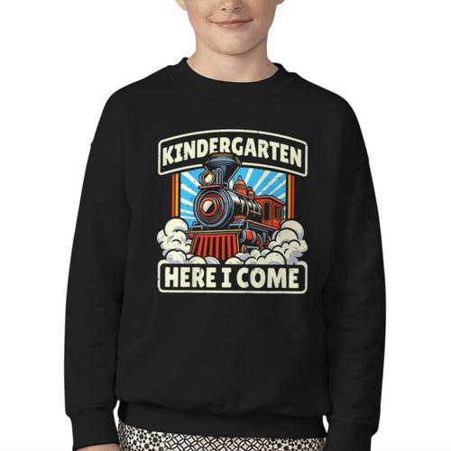 Back To School Kindergarten Here I Come Train Boys Girls Youth Crewneck Sweatshirt - Savourry