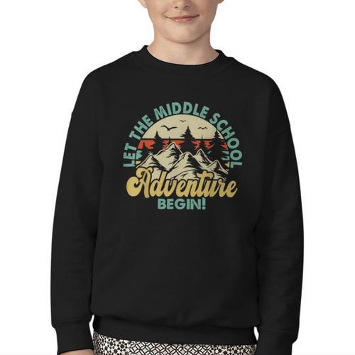 Back To School Let The Middle School Adventure Begin Youth Crewneck Sweatshirt - Savourry