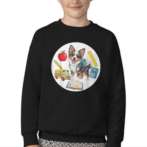 Back To School Miniature American Shepherd Dog Boys Girls Youth Crewneck Sweatshirt - Savourry