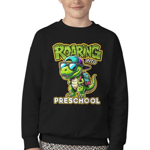 Back To School Preschool Dinosaur First Day Of School Boy Youth Crewneck Sweatshirt - Savourry