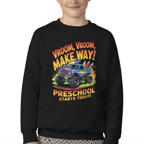 Back To School Preschool Pre-K Monster Truck First Day Boys Youth Crewneck Sweatshirt - Savourry