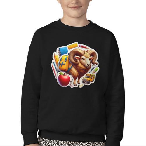 Back To School Ram Boys Girls Student Kids Lover Farmer Cute Youth Crewneck Sweatshirt - Savourry