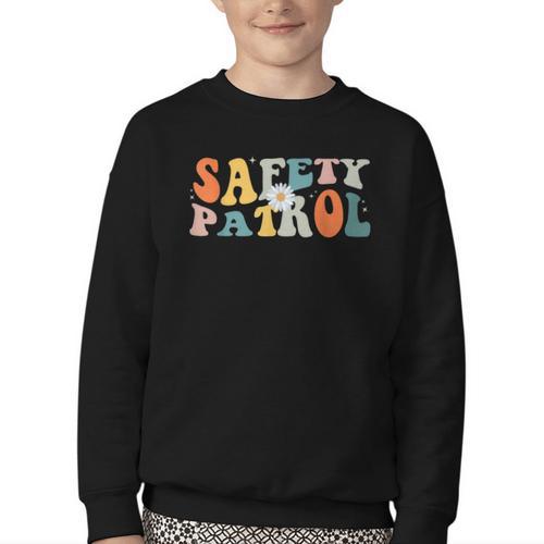 Back To School Student Safety Patrol Groovy Retro Youth Crewneck Sweatshirt - Savourry