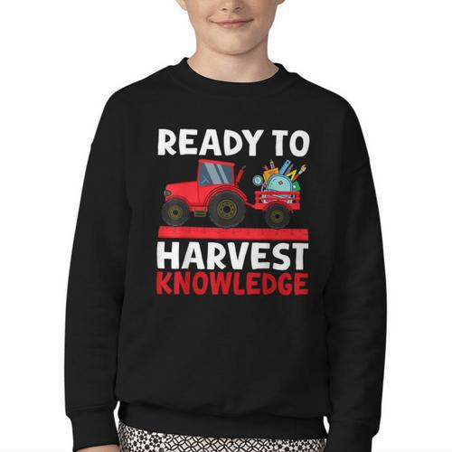 Back To School Tractor Farmer Boys First Day Of School Kids Youth Crewneck Sweatshirt - Savourry