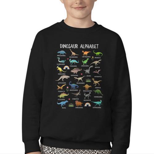 Back To School Types Of Dinosaurs Alphabet Identification Youth Crewneck Sweatshirt - Savourry