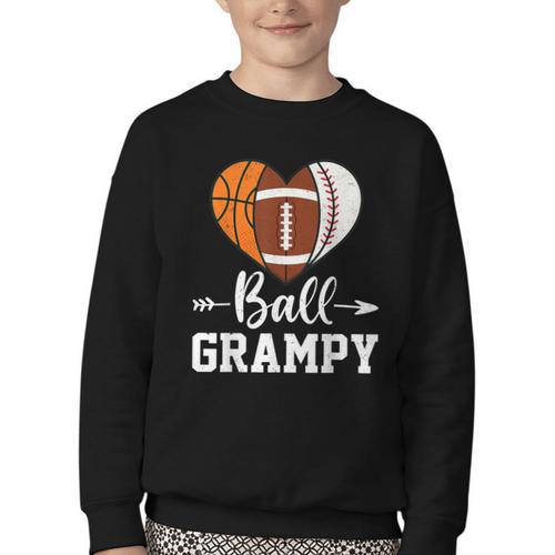 Ball Grampy Basketball Football Baseball Player Youth Crewneck Sweatshirt - Sportilla