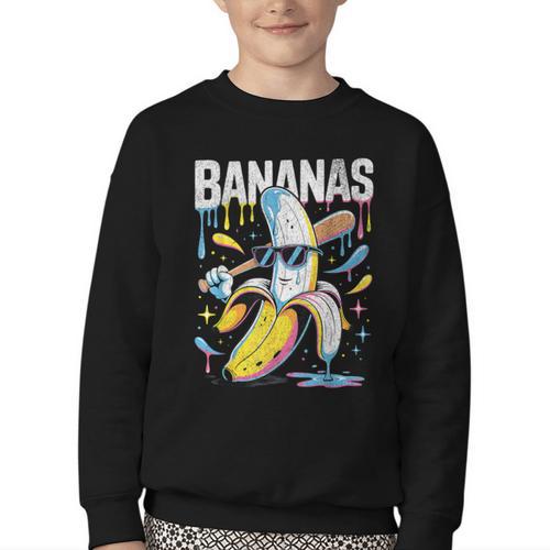 Banana Baseball Drip Kids Youth Boys Girls Sport Teens Youth Crewneck Sweatshirt - Sportilla