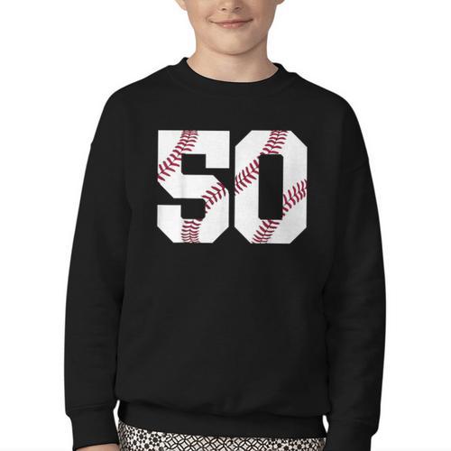 Baseball 1976 50th Birthday Vintage 50 Years Old Retro Youth Crewneck Sweatshirt - Sportilla