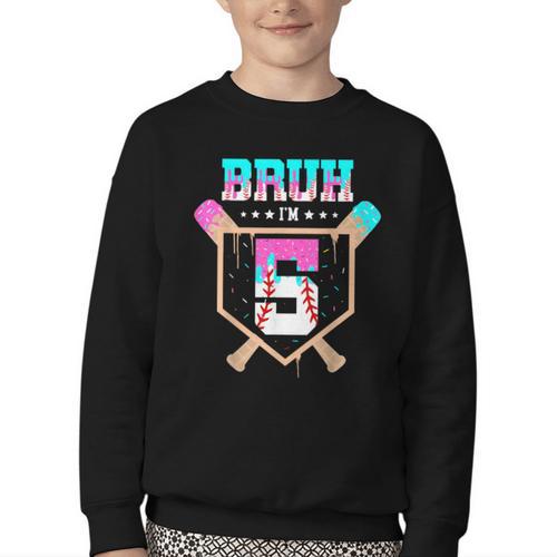 Baseball 5 Year Old Ice Cream Drip 5th Birthday Boys Player Youth Crewneck Sweatshirt - Sportilla