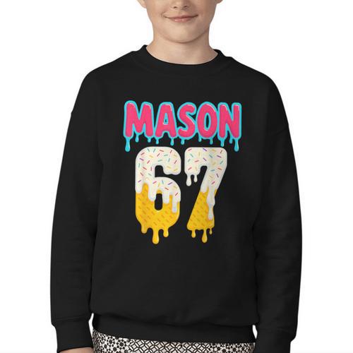 Baseball 6 7 Ice Cream Drip Number 67 Six Seven Meme Youth Crewneck Sweatshirt - Sportilla