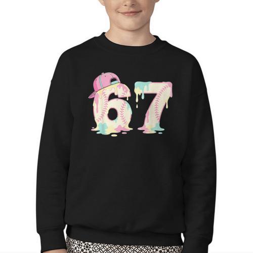 Baseball 67 Dripping Six Seven Drip Boys Gen Z Youth Crewneck Sweatshirt - Sportilla