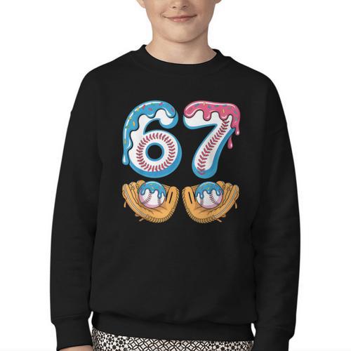 Baseball 67 Ice Cream Drip 67 Meme Player T-Shirt Youth Crewneck Sweatshirt - Sportilla