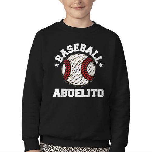 Baseball Abuelito Distressed Vintage Grandpa Game Day Youth Crewneck Sweatshirt - Sportilla