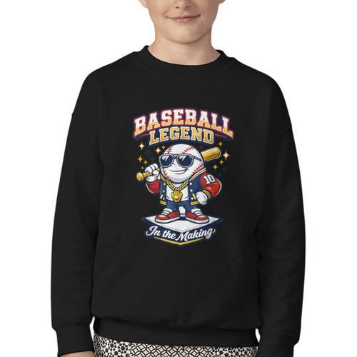 Baseball Cute Youth Ice Cream Valentine Day Sporty Fun Youth Crewneck Sweatshirt - Sportilla