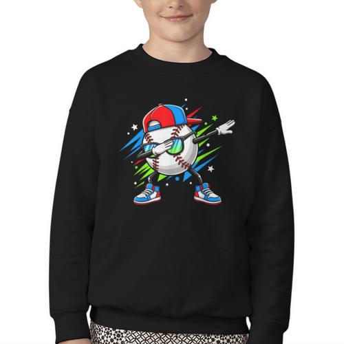 Baseball Dabbing Sports For Boys And Girls Game Day Youth Crewneck Sweatshirt - Sportilla