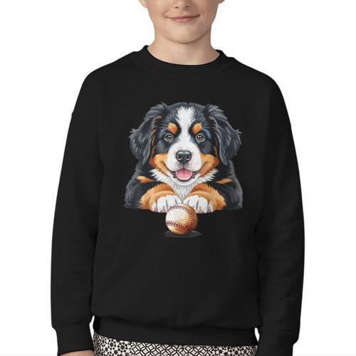 Baseball Dog Men & Women Youth Crewneck Sweatshirt - Sportilla