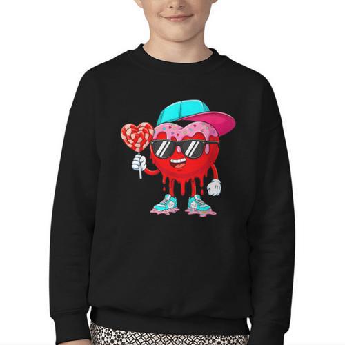 Baseball Drip Ice Cream Valentines Day Baseball Sport Boys Youth Crewneck Sweatshirt - Sportilla