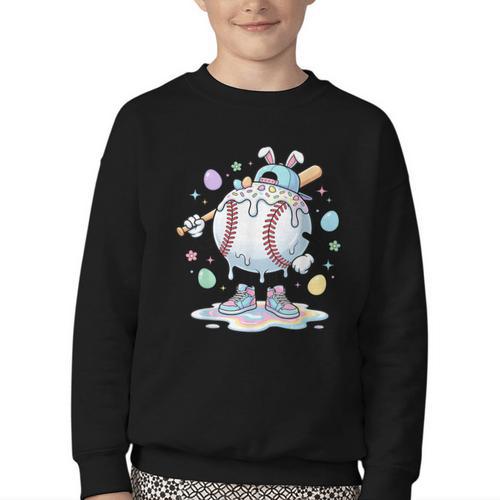 Baseball Drip Icecream Apparel Youth Boy Easter Youth Crewneck Sweatshirt - Sportilla
