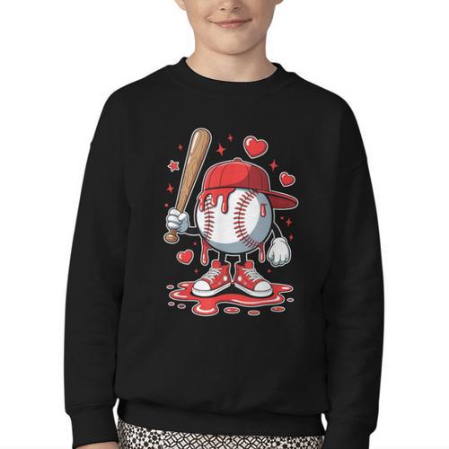 Baseball Drip Icecream Apparel Youth Boy Valentine Youth Crewneck Sweatshirt - Sportilla