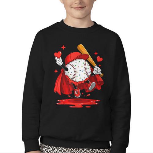 Baseball Drip Icecream Youth Boy Valentine Youth Crewneck Sweatshirt - Sportilla