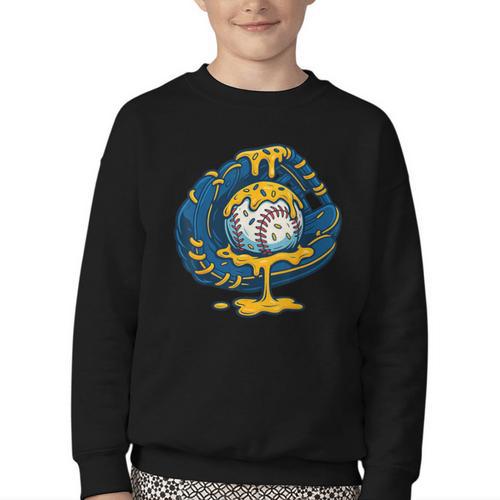 Baseball Drip Team For Boys Ice Cream Cool Youth Crewneck Sweatshirt - Sportilla