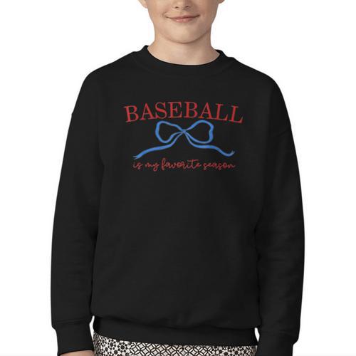 Baseball Is My Favorite Season Shirt Baseball Season Vibes Youth Crewneck Sweatshirt - Sportilla