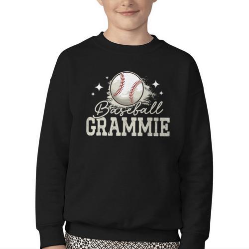 Baseball Grammie Sport Baseball Player Youth Crewneck Sweatshirt - Sportilla