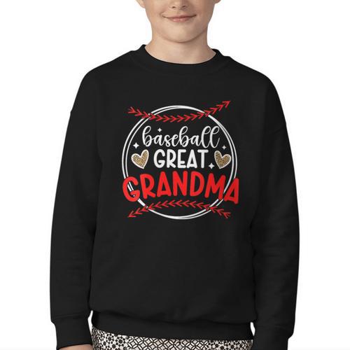 Baseball Great Grandma Of A Baseball Player Great Grandma Youth Crewneck Sweatshirt - Sportilla