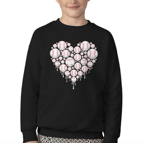 Baseball Heart Drip Valentine's Day Baseball Lover Boys Men Youth Crewneck Sweatshirt - Sportilla