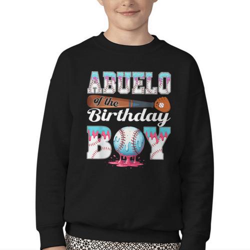 Baseball Ice Cream Drip Abuelo Of The Birthday Boy Youth Crewneck Sweatshirt - Sportilla