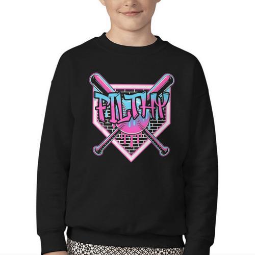 Baseball Ice Cream Drip Pitcher Filthy Youth Crewneck Sweatshirt - Sportilla