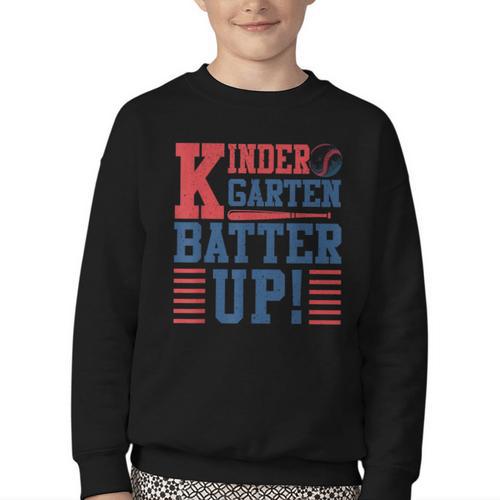 Baseball Kindergarten Back To School Kindergarten Batter Up Youth Crewneck Sweatshirt - Savourry