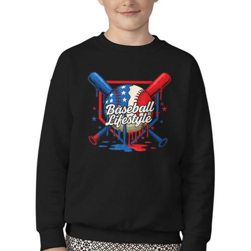 Baseball Life Style 101 Apparel Youth Drip Baseball Youth Crewneck Sweatshirt - Sportilla