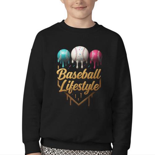 Baseball Lifestyle Drip Youth Crewneck Sweatshirt - Sportilla