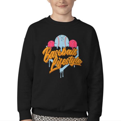 Baseball Lifestyle Home Plate Ice Cream Drip Men Boys Kids Youth Crewneck Sweatshirt - Sportilla