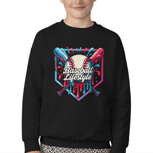 Baseball Lifestyle Shirt Youth Baseball Drip Icecream Boys Youth Crewneck Sweatshirt - Sportilla