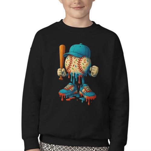 Baseball Lifestyle Youth Baseball Drip Icecream Youth Crewneck Sweatshirt - Sportilla
